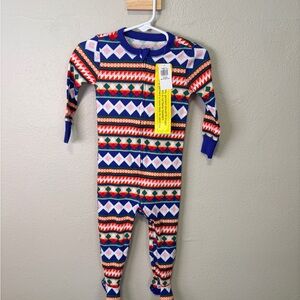 Old Navy Kids Pajama Set - Blue and Red Geometric Pattern